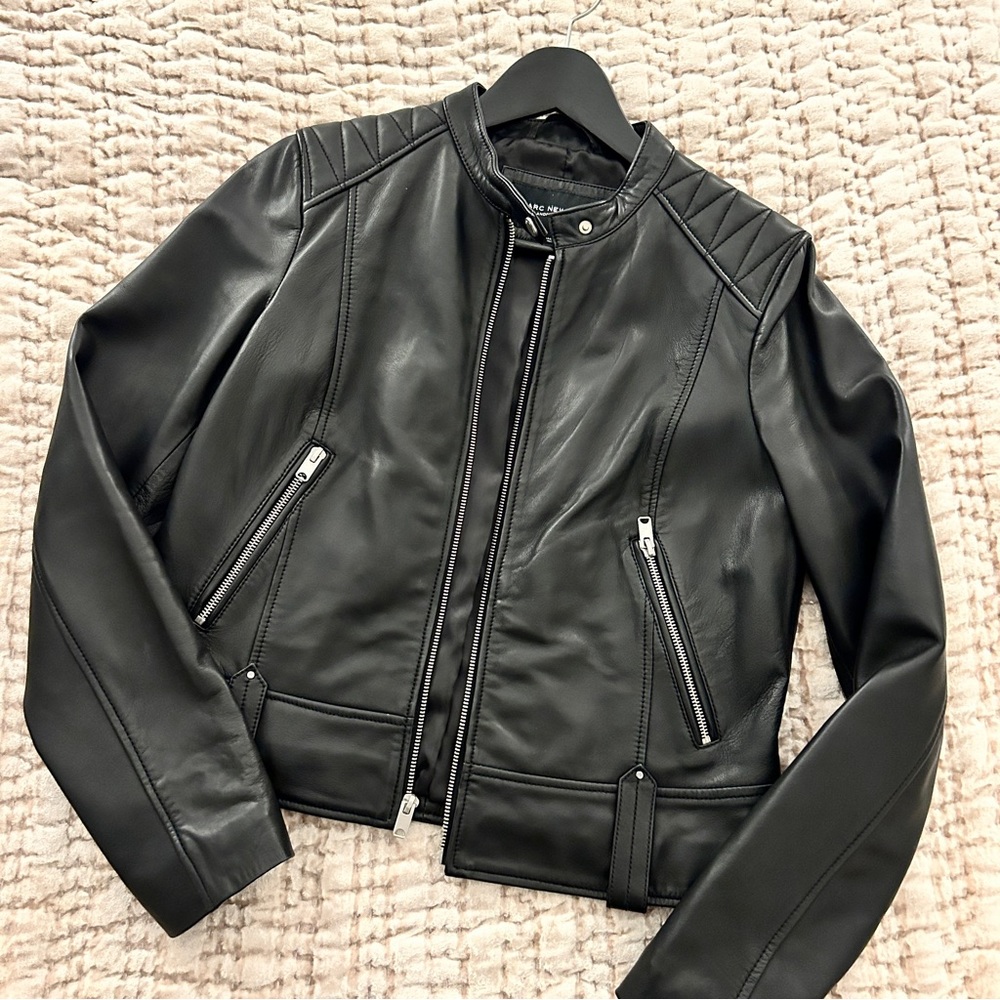 Marc New York Black Leather Motorcycle Jacket